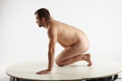 Nude Man White Kneeling poses - ALL Slim Short Brown Kneeling poses - on one knee Realistic